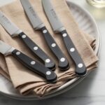 HENCKELS Juego de 4 cuchillos clásicos para carne, diseño alemán informado por más de 100 años de maestría, negro/acero