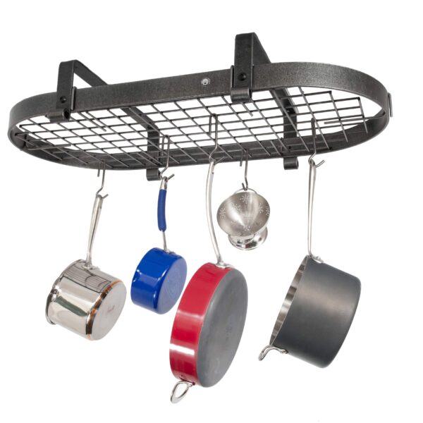 Estante ovalado para ollas de techo bajo Enclume Premier PR12wg HS acero martillado organizador cocina