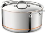 Olla Alta Stockpot All Clad 11644650827 Copper Core Acero Inoxidable 5 Capas 8 Cuartos Color Plata Apta para Inducción y