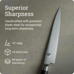 Shun Cuchillo de cocina clásico de 6 pulgadas, estrecho, de hoja recta, perfecto para cortes precisos, ideal para prepar