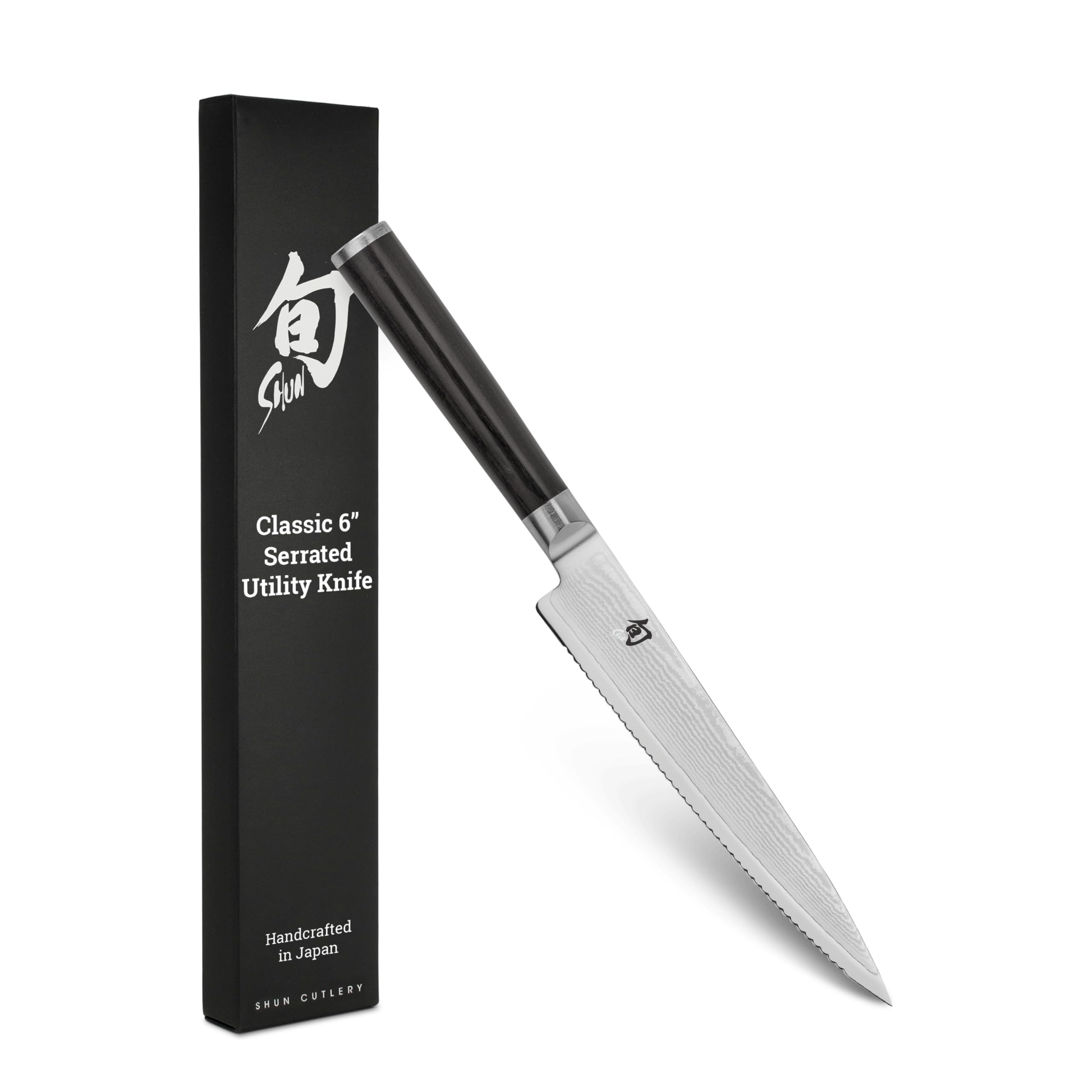 Version 1.0.0 Shun Cutlery - Cuchillo de cocina clásico dentado de 6 pulgadas, estrecho y de hoja recta, perfecto para cortes precisos