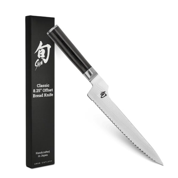 Shun Cutlery - Cuchillo clásico para pan de 8.25 pulgadas, las serraciones largas se deslizan a través del pan, ideal pa