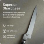 Shun Cutlery - Cuchillo clásico para pan de 8.25 pulgadas, las serraciones largas se deslizan a través del pan, ideal pa