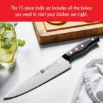 ZWILLING Twin Signature - Juego de cuchillos alemanes de 11 piezas con bloque, afilado para afeitar, fabricado en una fá