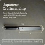 Shun Cuchillo de pan clásico de 9 pulgadas, cuchillo serrado japonés hecho a mano, núcleo VG-MAX con revestimiento de ac