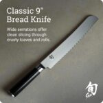 Shun Cuchillo de pan clásico de 9 pulgadas, cuchillo serrado japonés hecho a mano, núcleo VG-MAX con revestimiento de ac