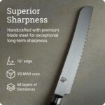 Shun Cuchillo de pan clásico de 9 pulgadas, cuchillo serrado japonés hecho a mano, núcleo VG-MAX con revestimiento de ac