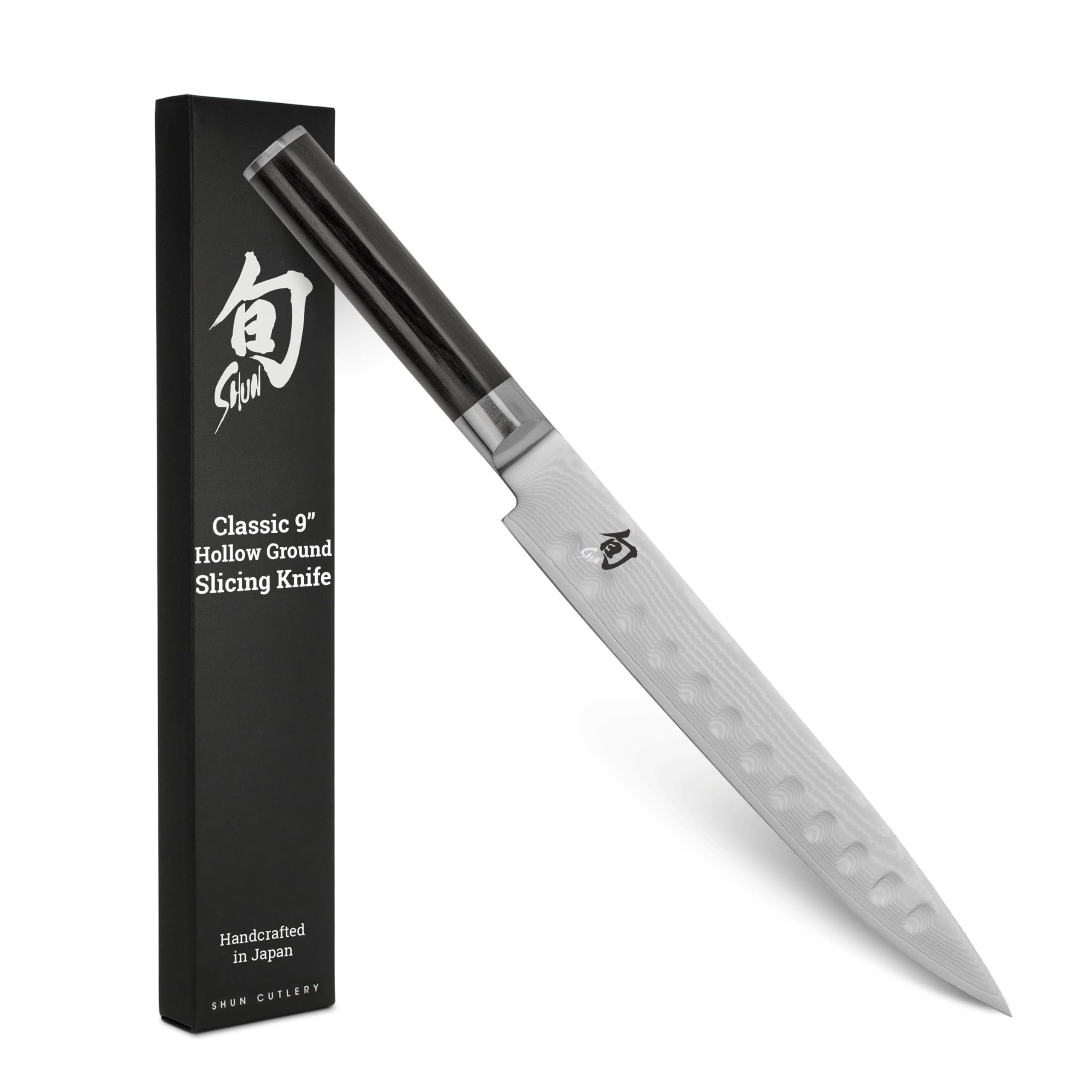 Version 1.0.0 Shun Cutlery - Cuchillo clásico para cortar tierra hueca de 9 pulgadas, largo, hoja fina, permite cortes más limpios par