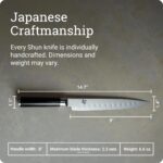 Shun Cutlery - Cuchillo clásico para cortar tierra hueca de 9 pulgadas, largo, hoja fina, permite cortes más limpios par