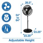 Ventilador de pedestal industrial Air King 9420 20 pulgadas 3 velocidades acero 120 voltios aprobado ETL OSHA