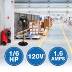 Ventilador de pedestal industrial Air King 9420 20 pulgadas 3 velocidades acero 120 voltios aprobado ETL OSHA