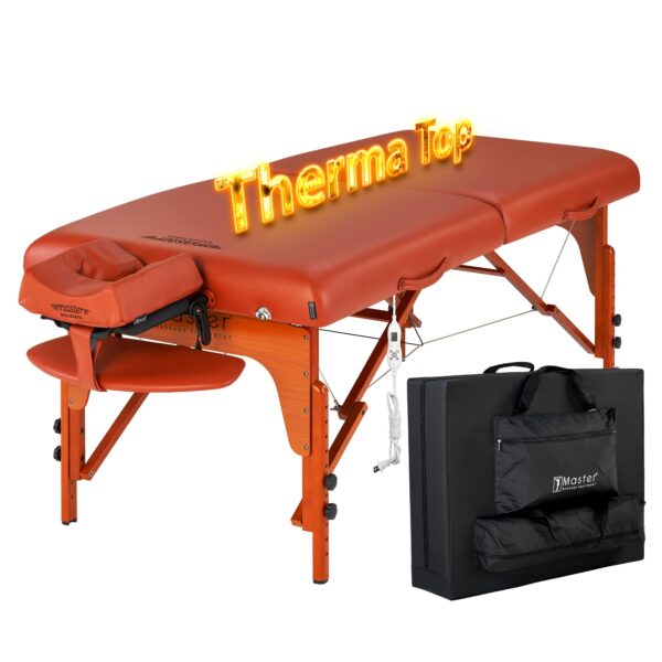 Master Massage - Mesa de masaje portátil Santana Therma Top de 31 pulgadas (almohadillas térmicas integradas), cama de e
