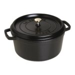 Olla cocotte redonda de hierro fundido Staub 1102825 negro mate 6.25 cuartos de galón
