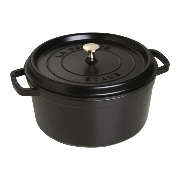 Olla cocotte redonda de hierro fundido Staub 1102825 negro mate 6.25 cuartos de galón