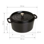 Olla cocotte redonda de hierro fundido Staub 1102825 negro mate 6.25 cuartos de galón