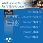 Ventilador de Pared Oscilante Industrial Air King 9035 – 30 Pulgadas, 1/4 HP, 7,400 CFM, 3 Velocidades, Negro