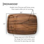 Ironwood Gourmet Kansas City - Tabla de tallar grande con canales de jugo, 22 x 15 x 2.5 pulgadas, madera de acacia 2810