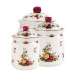 Juego de botes decorativos para cocina Old Country Roses Royal Albert OCRFUN21210 porcelana fina diseño rosas