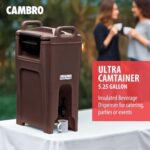 Contenedor de bebidas isotérmico Cambro UC500UC500131 780305 Ultra Camtainer plástico aislado 5.25 galones marrón oscuro