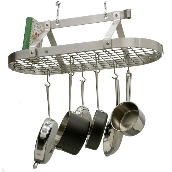 Estante ovalado para macetas de techo Enclume Premier PR16bwg SS acero inoxidable 3 pies