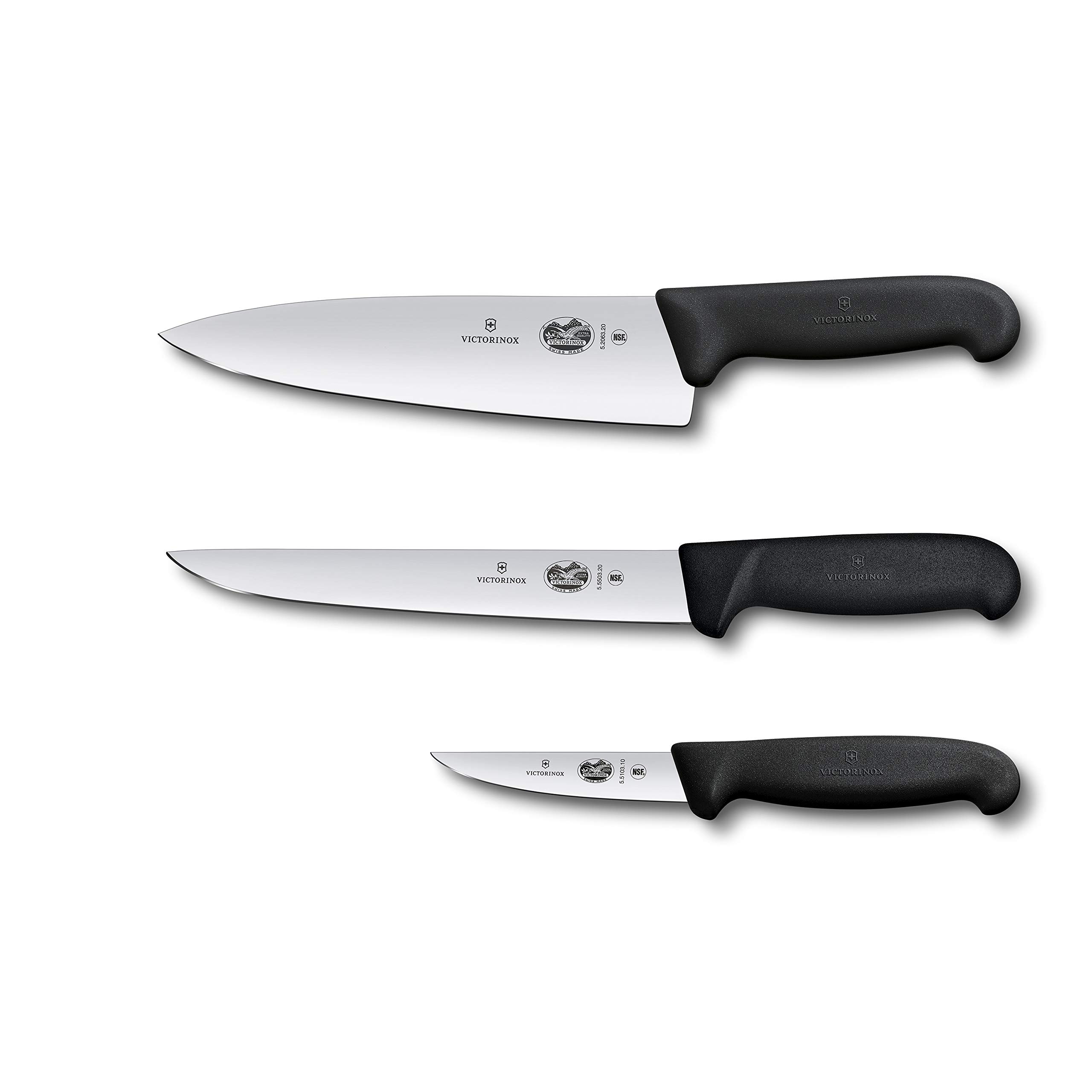 Version 1.0.0 Victorinox, cubertería para chefs, 3 unidades, 8 pulgadas, Negro 5.1053.3-X3