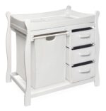 Badger Basket Company, cambiador estilo trineo con cesto/3 canastas, paquete de de 1, Blanco