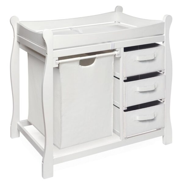 Badger Basket Company, cambiador estilo trineo con cesto/3 canastas, paquete de de 1, Blanco