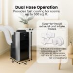 Aire acondicionado portatil Whynter ARC-14S 14000 BTU doble manguera con deshumidificador y ventilador enfria hasta 46 m