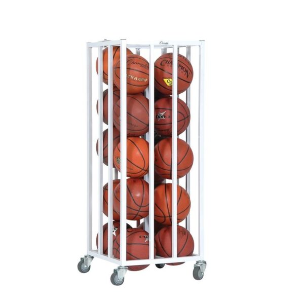 Champion Sports Deluxe Heavy Duty Basketball Storage Cart with Locking Swivel Caster Wheels (Black)