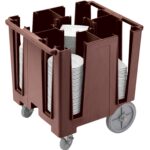 Dispensador de platos Versa Caddy Cambro DCS950131 color marrón oscuro para servicio de alimentos
