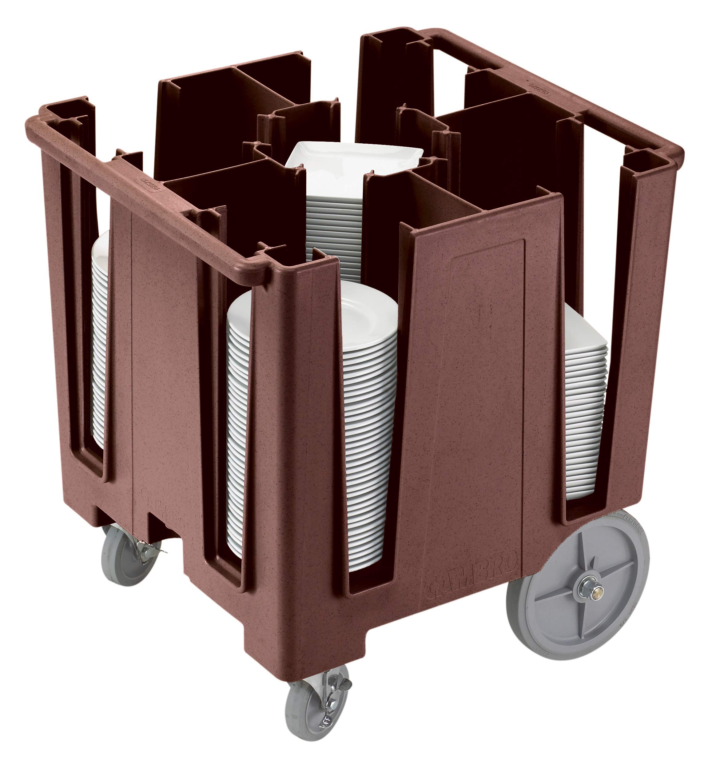 Version 1.0.0 Dispensador de platos Versa Caddy Cambro DCS950131 color marrón oscuro para servicio de alimentos