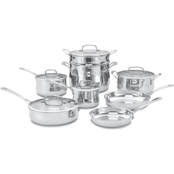 Batería de Cocina Acero Inoxidable Cuisinart Contour 44-13 Juego de Ollas y Sartenes 13 Piezas Plateado