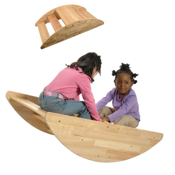 Constructive Playthings Bote mecedor de madera para niños, uso como equipo de parque infantil, muebles de guardería o pa