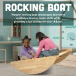 Constructive Playthings Bote mecedor de madera para niños, uso como equipo de parque infantil, muebles de guardería o pa