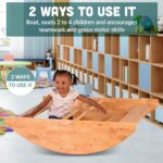 Constructive Playthings Bote mecedor de madera para niños, uso como equipo de parque infantil, muebles de guardería o pa