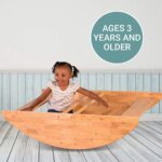 Constructive Playthings Bote mecedor de madera para niños, uso como equipo de parque infantil, muebles de guardería o pa