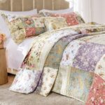 Juego de colcha Blooming Prairie Greenland Home Fashions GL-0910NK 3 piezas algodón multicolor tamaño King diseño floral