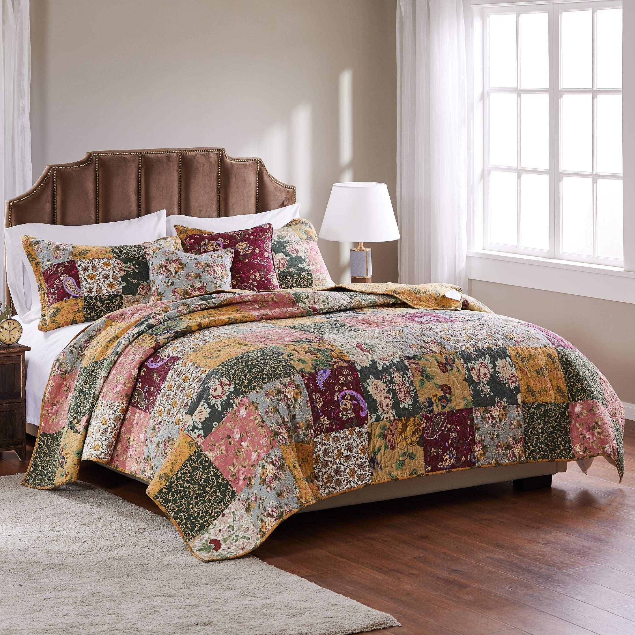 Version 1.0.0 Juego de edredón Greenland Home Fashions GL-0801AK Antique Chic patchwork 100% algodón 5 piezas King Cal King