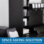 Organizador de tapas y popotes para cocina comercial San Jamar L2203 4 compartimentos encimera negro 24.5 x 5.5 x 13 pul