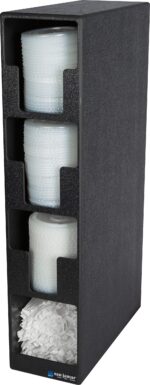 Organizador de tapas y popotes para cocina comercial San Jamar L2203 4 compartimentos encimera negro 24.5 x 5.5 x 13 pul