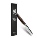 Cuchillo para verduras Shun Premier TDM0714 3 pulgadas hoja Tsuchime acero VG-MAX Damasco mango Pakka hecho en Japón pla