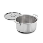 Olla de acero inoxidable All-Clad Groupe SEB D3 4508 triply con tapa 8 cuartos 7.5 litros apta para inducción plateada