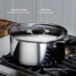 Olla de acero inoxidable All-Clad Groupe SEB D3 4508 triply con tapa 8 cuartos 7.5 litros apta para inducción plateada