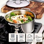 Olla de acero inoxidable All-Clad Groupe SEB D3 4508 triply con tapa 8 cuartos 7.5 litros apta para inducción plateada