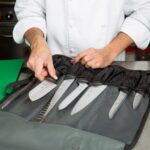 Mercer Culinary Millennia - Juego de rollos de cuchillos de 8 piezas, mangos negros Mercer Tool Corp. M21820