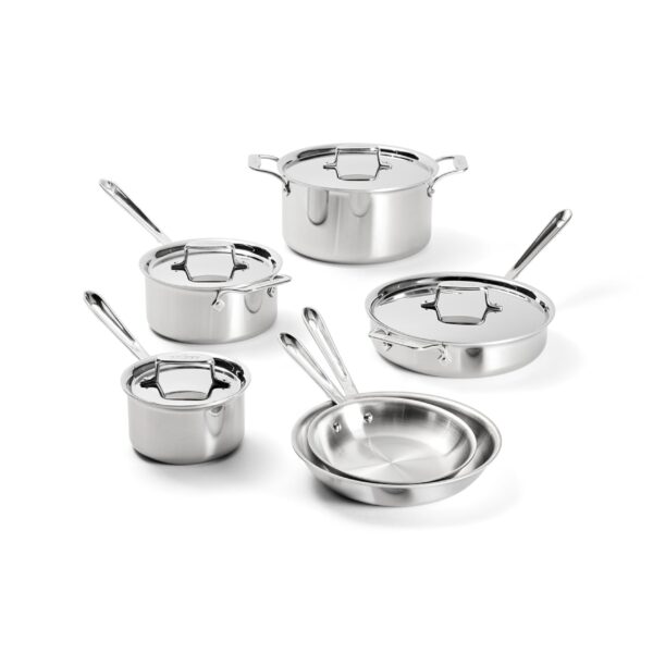 Bateria de Cocina All Clad Groupe SEB BD005705 11644896683 de Acero Inoxidable Cepillado D5 de 5 Capas Set de 5 Piezas P