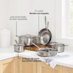 Bateria de Cocina All Clad Groupe SEB BD005705 11644896683 de Acero Inoxidable Cepillado D5 de 5 Capas Set de 5 Piezas P