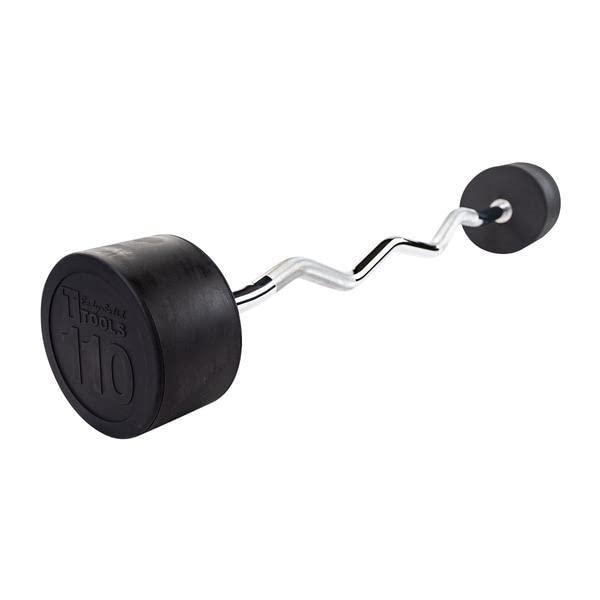 Version 1.0.0 Body-Solid Barras de Curl Fijas con Revestimiento de Goma - Barra con Peso para Ejercicios de Levantamiento de Pesas, Cu
