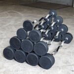 Body-Solid Barras de Curl Fijas con Revestimiento de Goma - Barra con Peso para Ejercicios de Levantamiento de Pesas, Cu