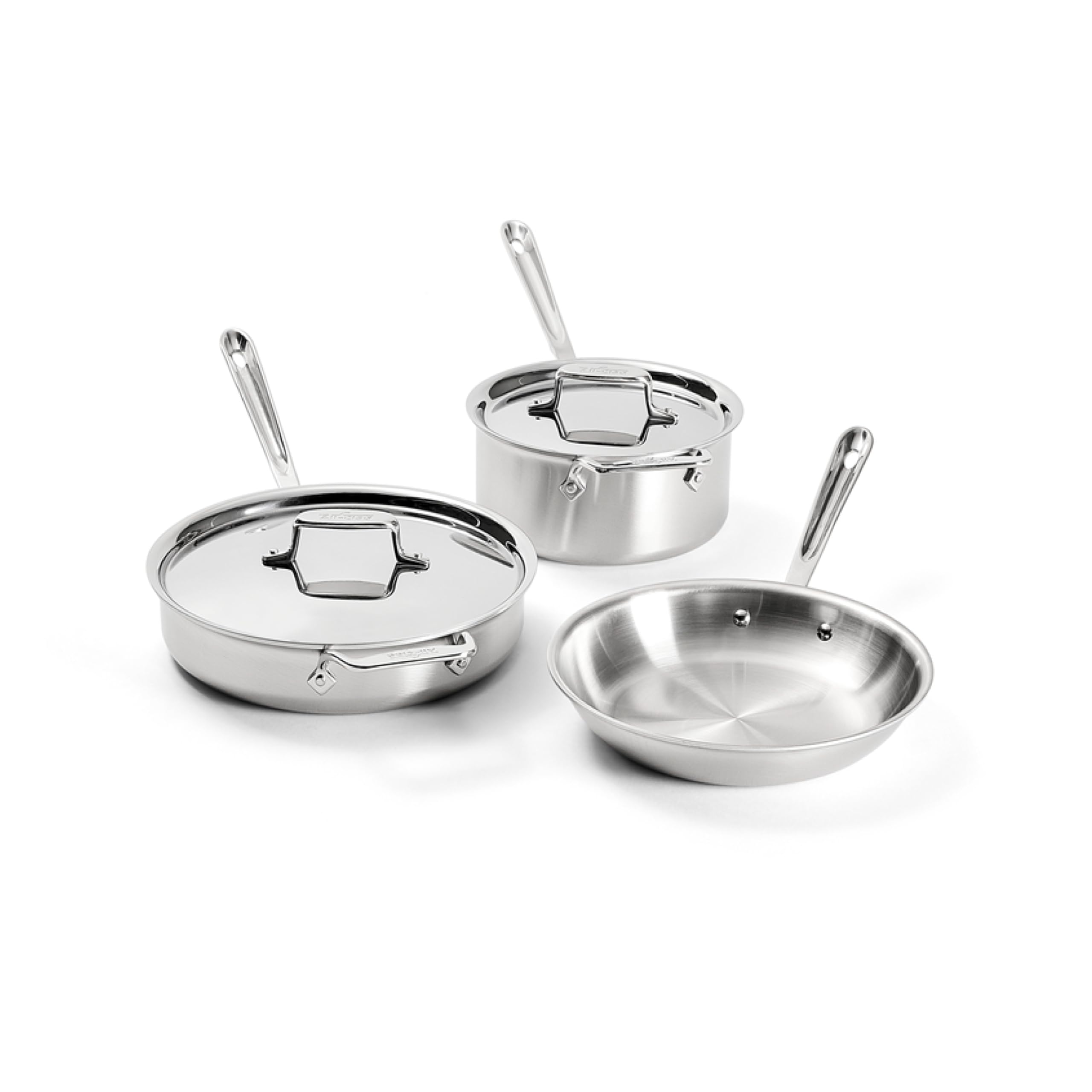 Version 1.0.0 Batería de cocina de acero inoxidable Groupe SEB All Clad D5 11644896638 de 5 capas 5 piezas plateado apto para inducció